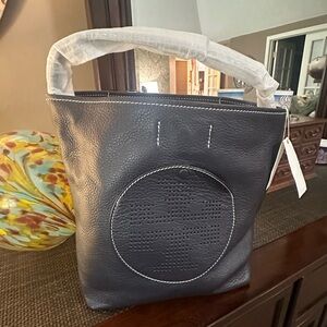 Navy Leather Tory Burch Tote